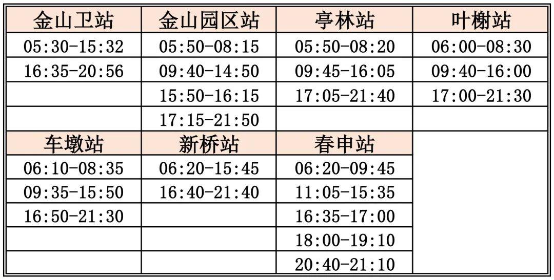 金山小火车最新时刻表查询